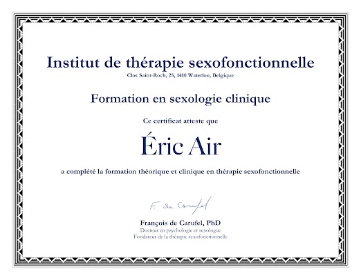 Certificat de formation en sexologie clinique d’Éric Air