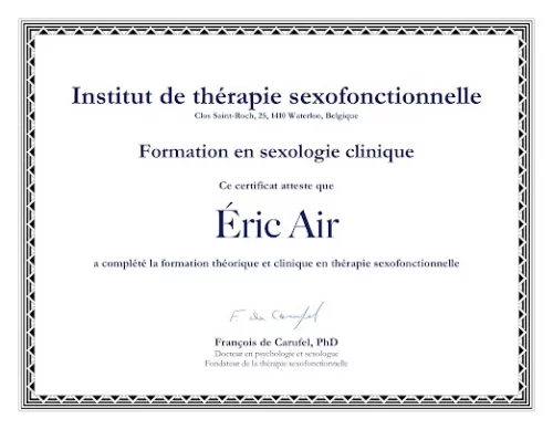 Certificat de formation en sexologie clinique d’Éric Air